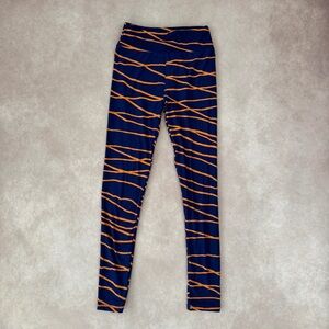 LuLaRoe Navy & Orange Leggings • One size • Stretch Pull On Pants • Buttery Soft